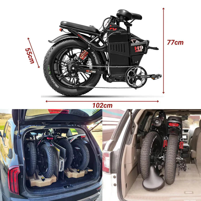 Wallke H9 AWD | 3200W Folding Ebike 60/82Ah Battery