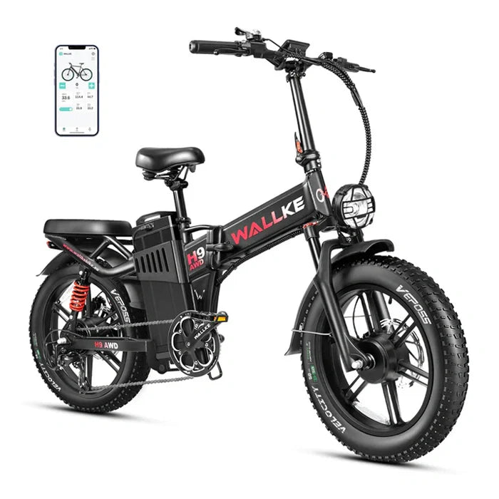 Wallke H9 AWD Folding Ebike 62Ah Battery