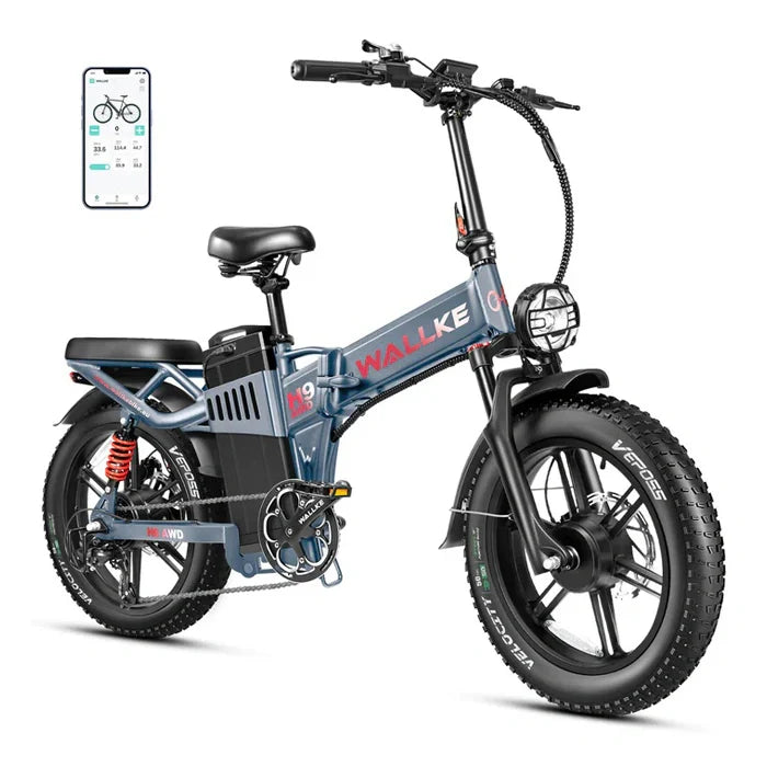 Wallke H9 AWD Folding Ebike 62Ah Battery